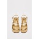 Gold PU Strappy Cut Out Flatform Sandals