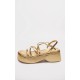 Gold PU Strappy Cut Out Flatform Sandals