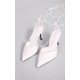 Wide Fit White PU Point Toe Lace Up Heeled Court