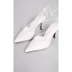 Wide Fit White PU Point Toe Lace Up Heeled Court