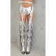 Silver Metallic Fringe Thigh High Buckle Belt Strap Western Boots