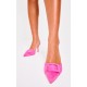 Pink Faux Suede Wide Fit Buckle Point Toe Heeled Mules