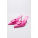 Pink Faux Suede Wide Fit Buckle Point Toe Heeled Mules