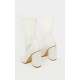 White Chunky Block Heel Sock Boot