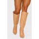 Honey PU Point Toe Stiletto Heeled Knee High Boots