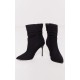 Black Woven Point Toe Ruched Heeled Ankle Boots