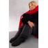 Black Faux Leather Round Diamante Chunky Ankle Sock Boots