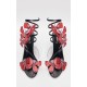 Black Satin Round Toe Butterfly Spiral Strap High Heeled Sandals