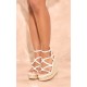 White Snake Pu Strappy Heeled Espadrille Wedges