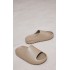 Taupe Rubber Ribbed Sole Slides