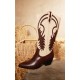 Brown PU Point Toe Contrast Knee High Western Boots