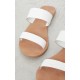 White Twin Strap Basic Real Leather Sandals