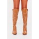 Tan PU Point Toe Western Knee High Boots