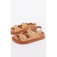 Tan Crochet Detail Buckle Sandals