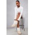 Cream Faux Suede Contrast Faux Fur Ankle Boot