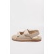 Natural Linen Look Espadrille Sole Velcro Sandals