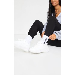 White Wide Fit Chunky Bubble Sole Panelled Up Sneakers