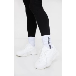 White Wide Fit Chunky Bubble Sole Panelled Up Sneakers