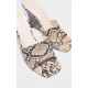 Snake Print PU Square Toe Wedge Heeled Sandals