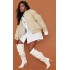 Cream Faux Leather Slouch Over The Knee Boots