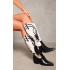 Monochrome Contrast Pu Point Toe Knee High Western Boots